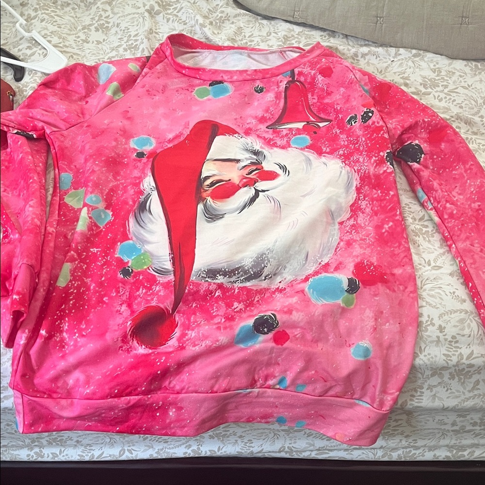 Festive Santa Sweatshirt in Pink